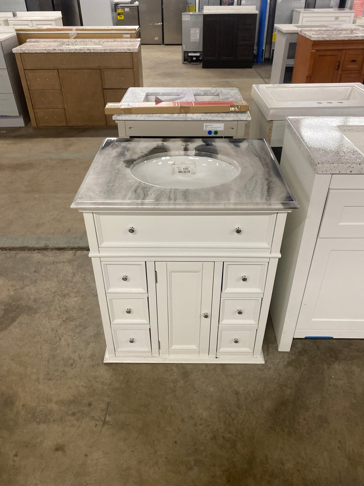 Hampton Harbor 28 in. W x 22 in. D Bath Vanity in White with Epoxied Marble Vanity Top in White