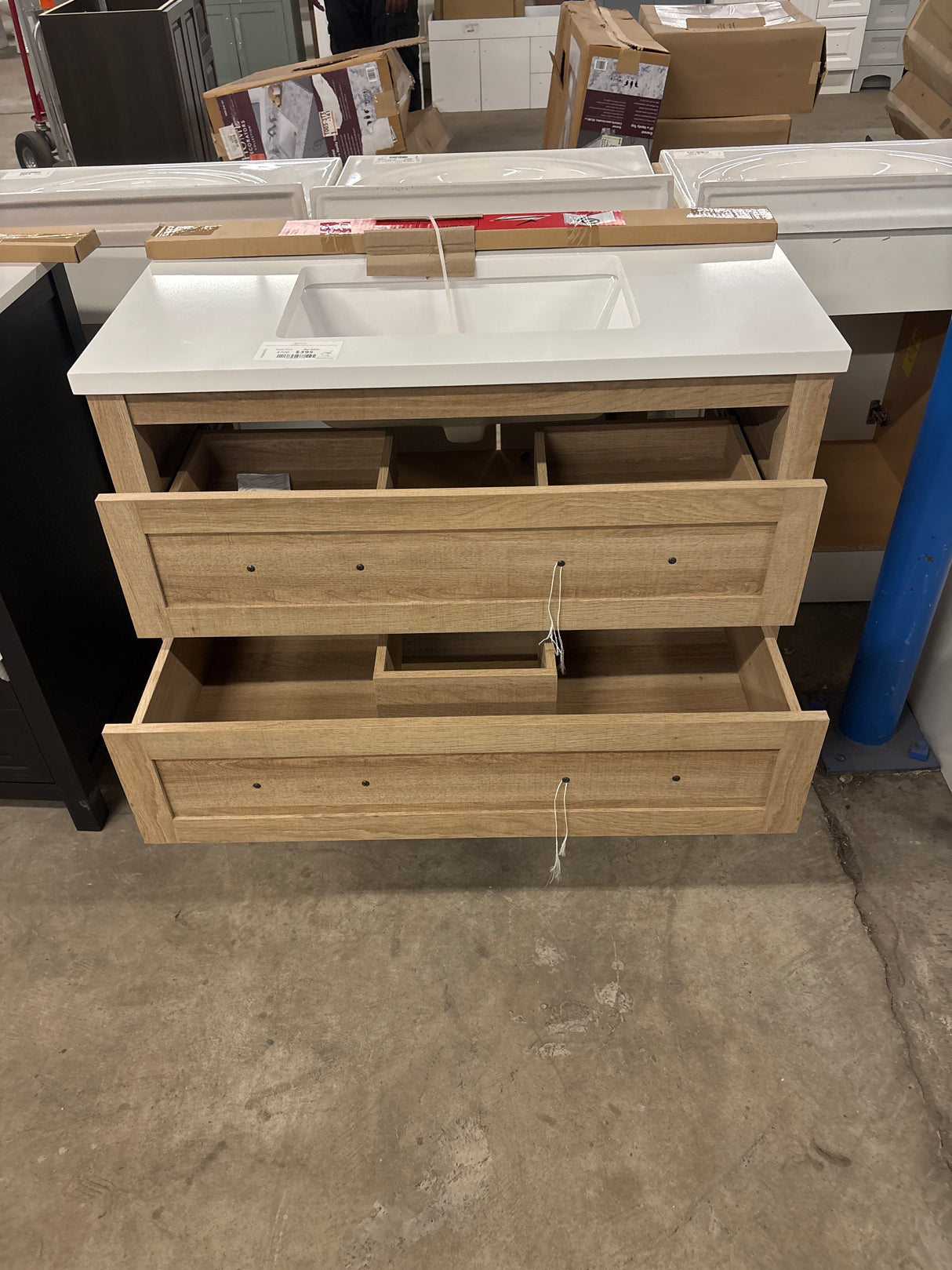 Autumn 36 in. W x 19 in. D x 34.5 in. H Single Sink Bath Vanity in Weathered Tan with White Engineered Stone Top