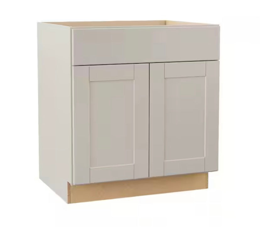 Shaker Dove Gray Stock Assembled Base Kitchen Cabinet with Ball-Bearing Drawer Glides (30 in. x 34.5 in. x 24 in.)