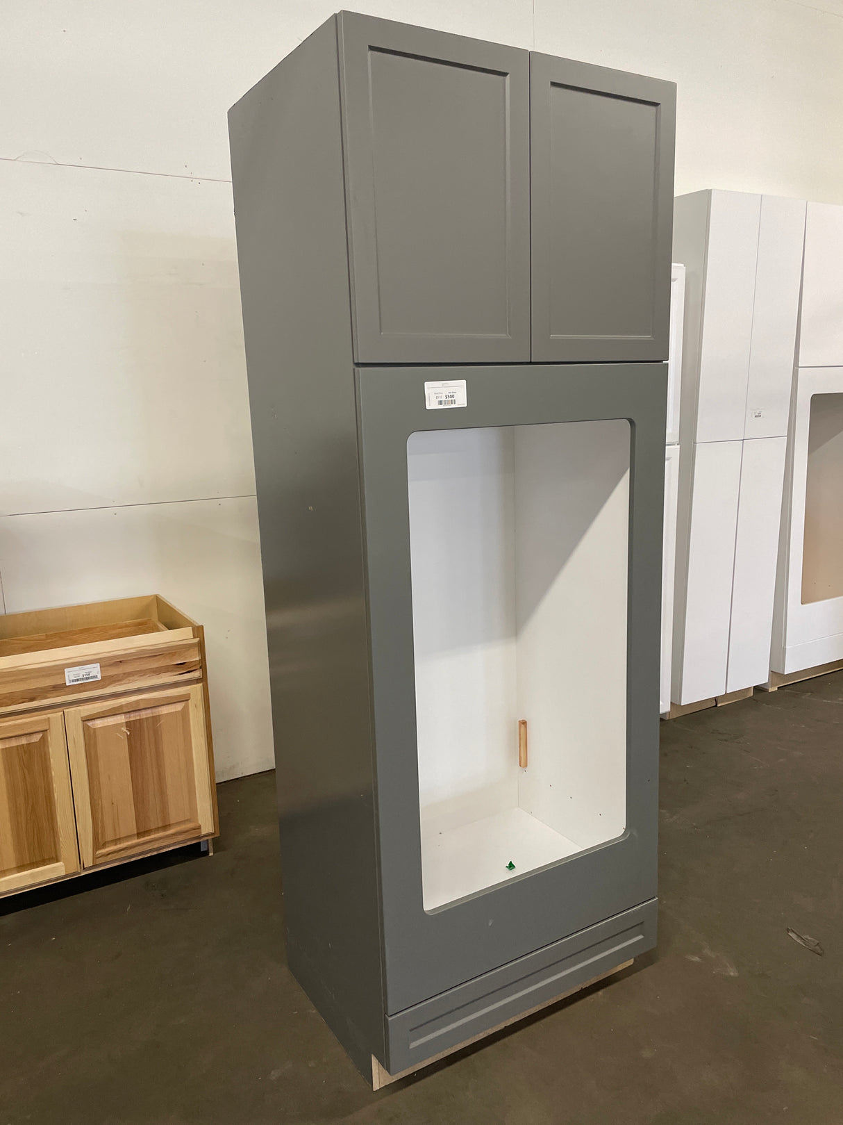 Designer Series Melvern 33 in. W x 24 in. D x 90 in. H Assembled Shaker Double Oven Kitchen Cabinet in Storm Gray