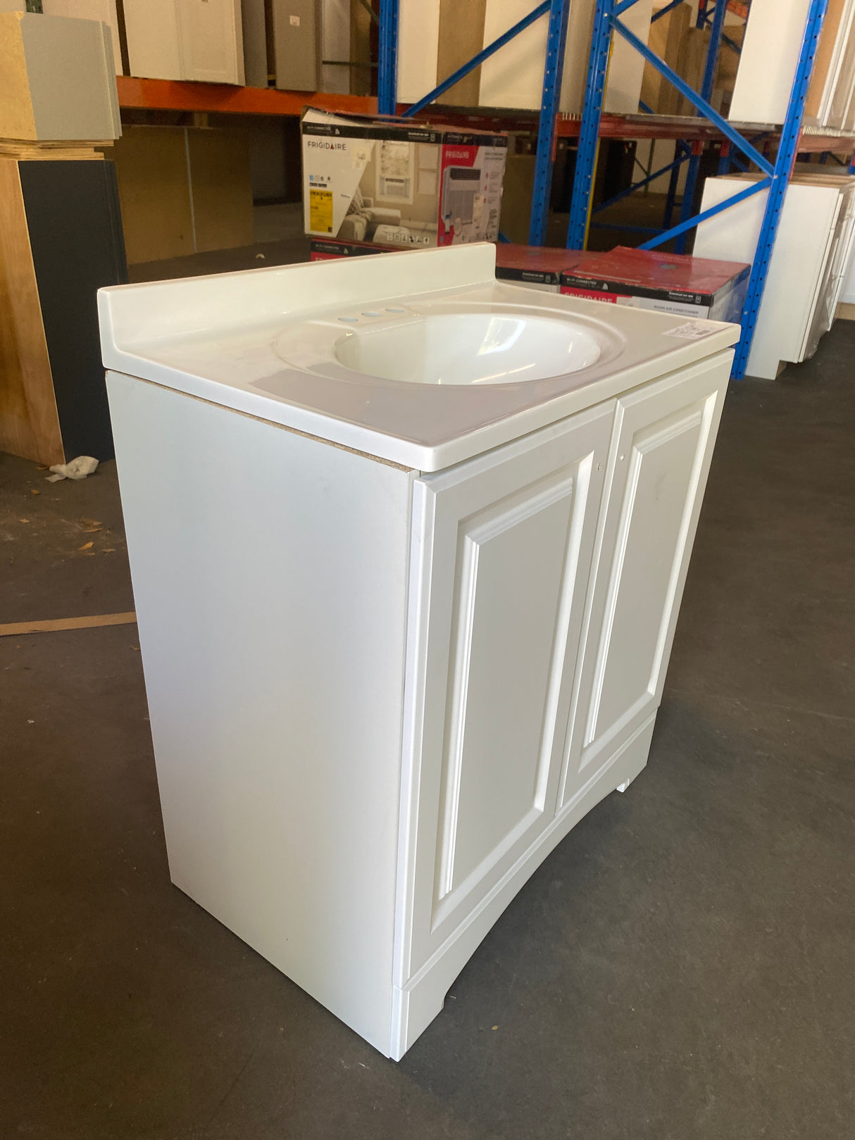 31 in. W x 19 in. D x 35 in. H Single Sink Freestanding Bath Vanity in White with White Cultured Marble Top