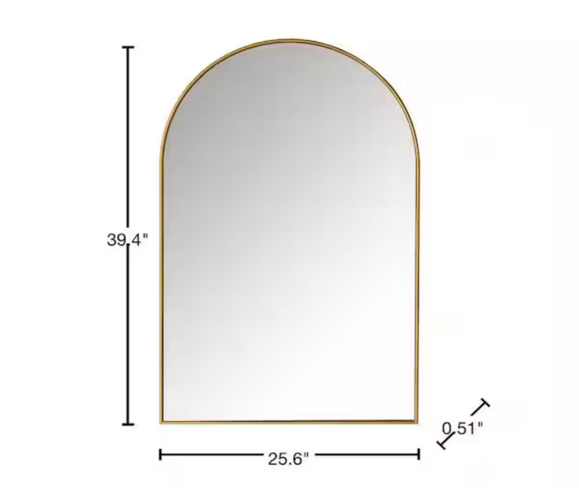 Large Arched Gold Classic Accent Mirror (39 in. H x 26 in. W)