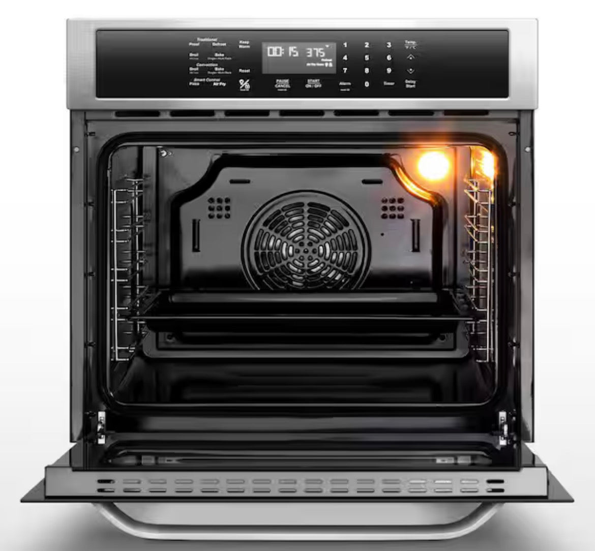 24 in. 2.5 Cu. Ft. Single Electric Wall Oven with Convection & Air Frying, Safety Lock, Timer & Alarm, Stainless Steel