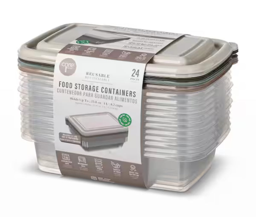 Food Storage Containers in Desert Sunset (24-Piece), 12 Lids and 12 Containers, Polypropylene (PP)