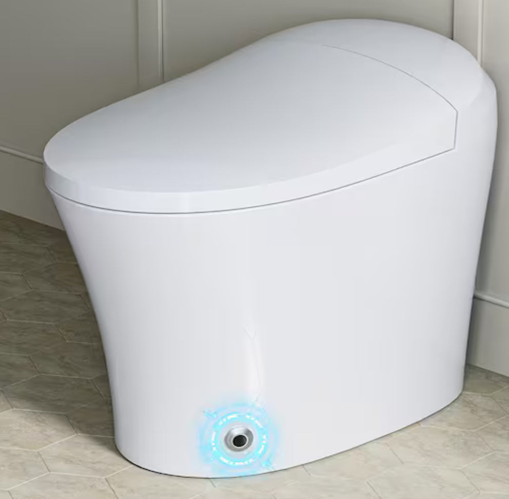 1-piece 1/1.27 GPF Dual Flush Elongated Toilet in White, Seat Included