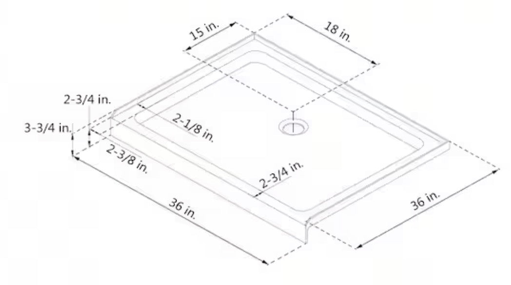 SlimLine 36 in. x 36 in. Single Threshold Alcove Shower Pan Base in Black with Center Drain