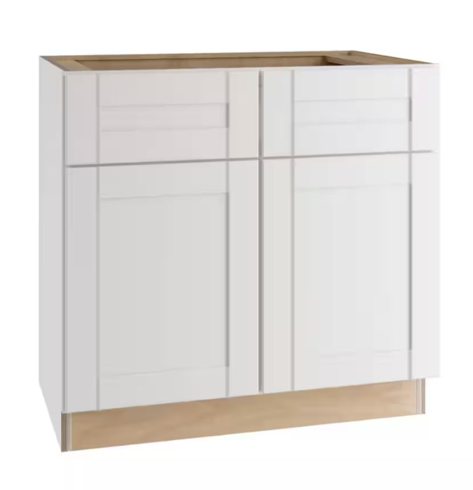 Richmond Verona White Plywood Shaker Ready to Assemble Base Kitchen Cabinet with Soft Close 36 in.x 34.5 in. x 24 in.