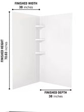 Load image into Gallery viewer, 38 in. W x 70.63 in. H 3-Piece Glue Up Corner Shower Wall Surround in White
