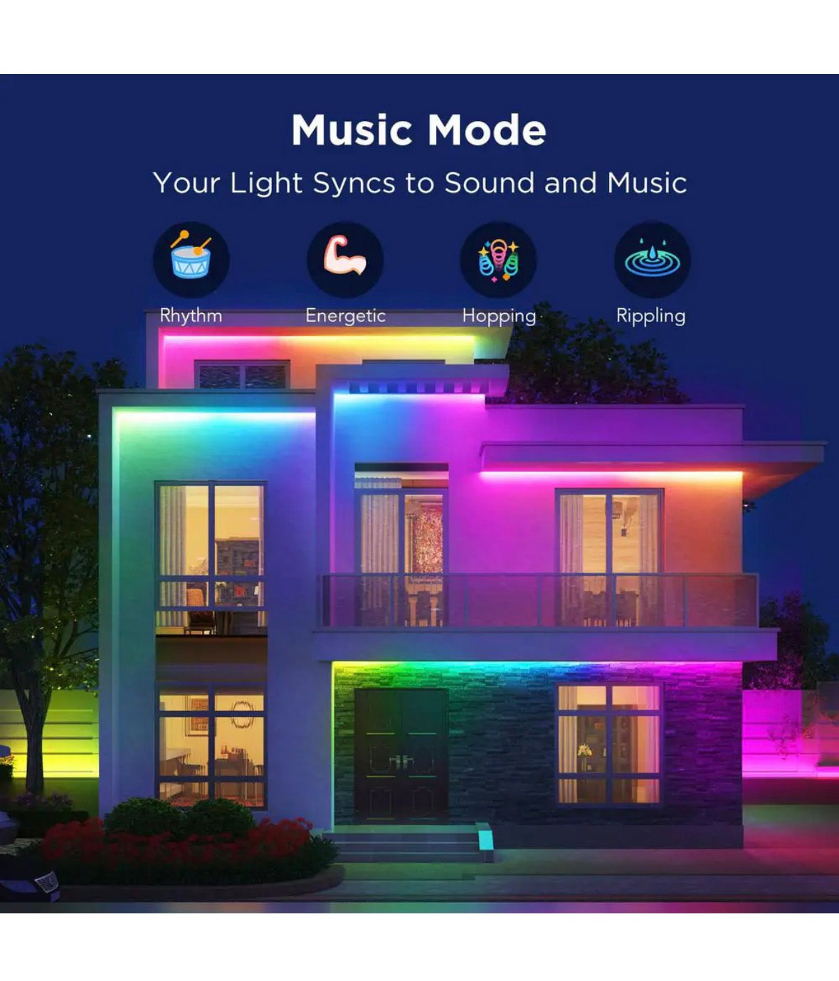 32.8 ft. Outdoor Plug-In Integrated LED Novelty RGBIC with White Lighting Wi-Fi Enabled String -Light