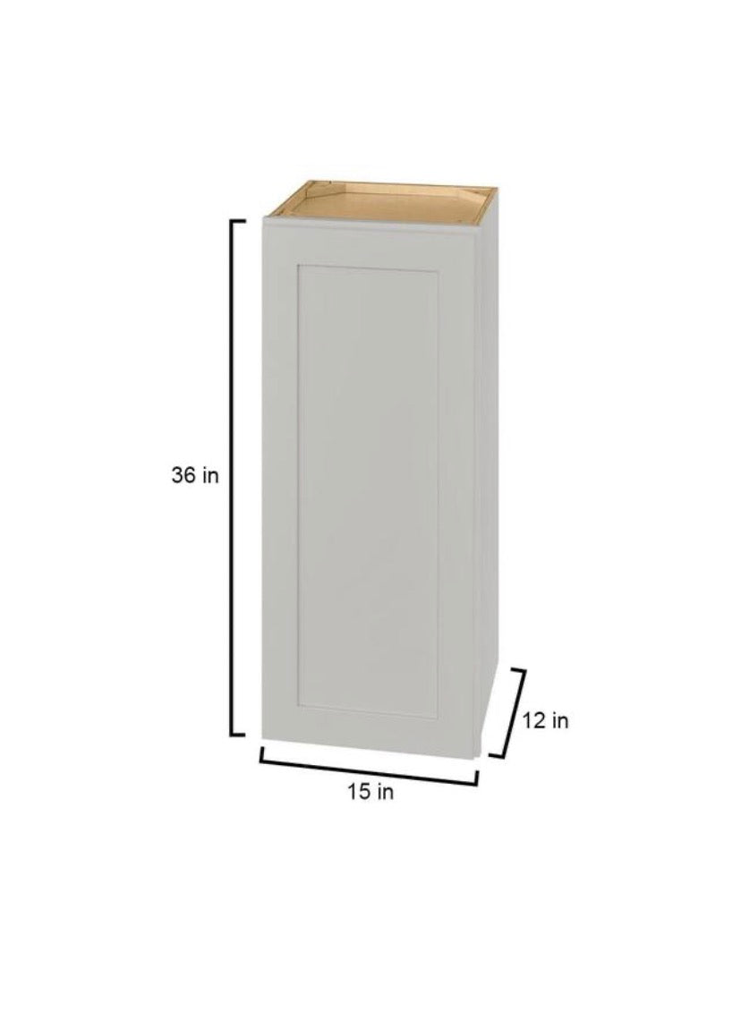 Avondale 15 in. W x 12 in. D x 36 in. H Ready to Assemble Plywood Shaker Wall Kitchen Cabinet in Dove Gray