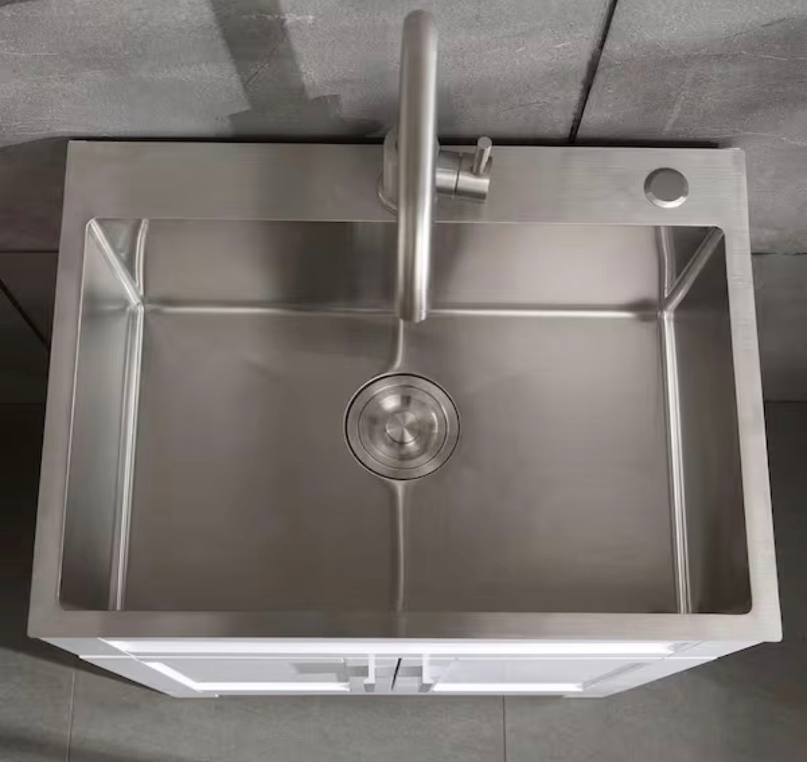 24 in. Drop-In Silver Laundry Utility Sink, Brushed Stainless Steel with Faucet and Drain