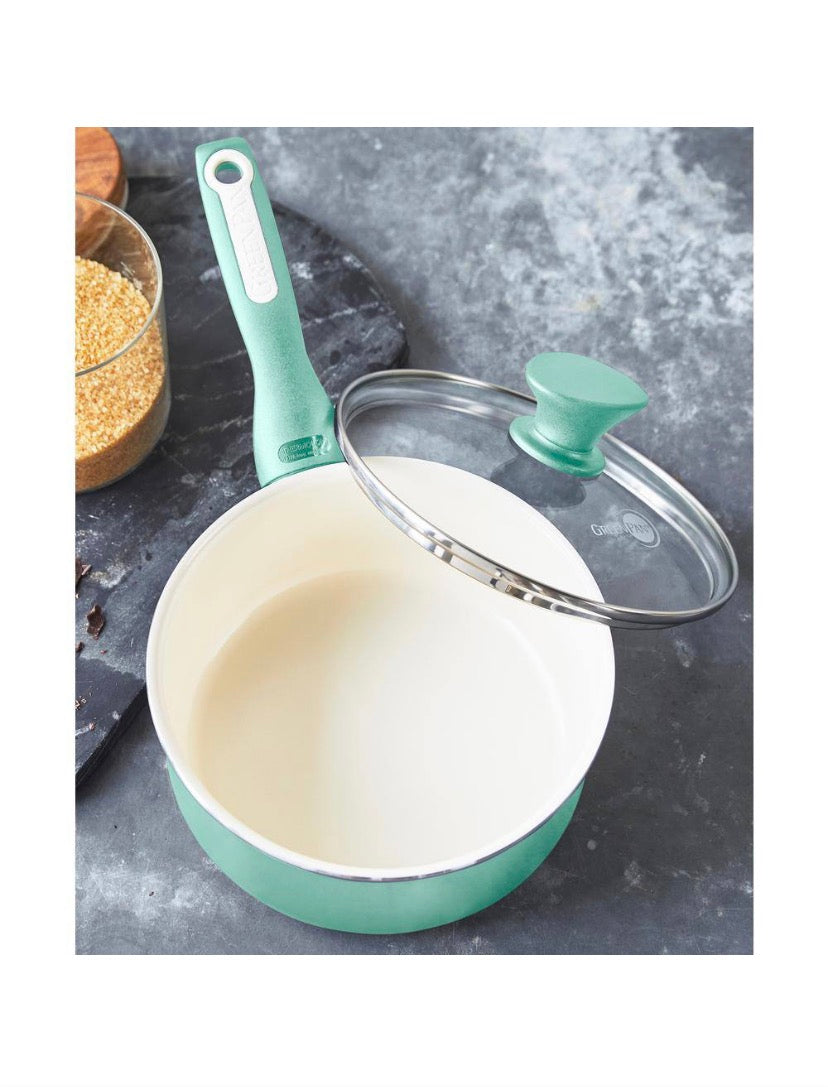 Rio 2-qt. Ceramic Nonstick Saucepan with Lid in Turquoise