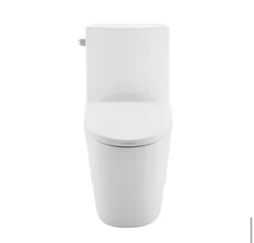 St. Tropez 1-Piece 1.28 GPF Single Flush Elongated Toilet in White Seat Included