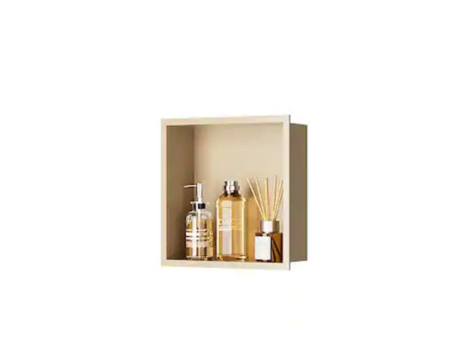 12 in. W x 12 in. H x 4 in. D Shower Niche, Wall Niche Stainless Steel, Recessed Niche Shower in Matte Gold