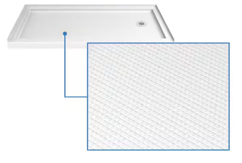 SlimLine 60 in. x 32 in. Single Threshold Shower Pan Base in White with Right Hand Drain
