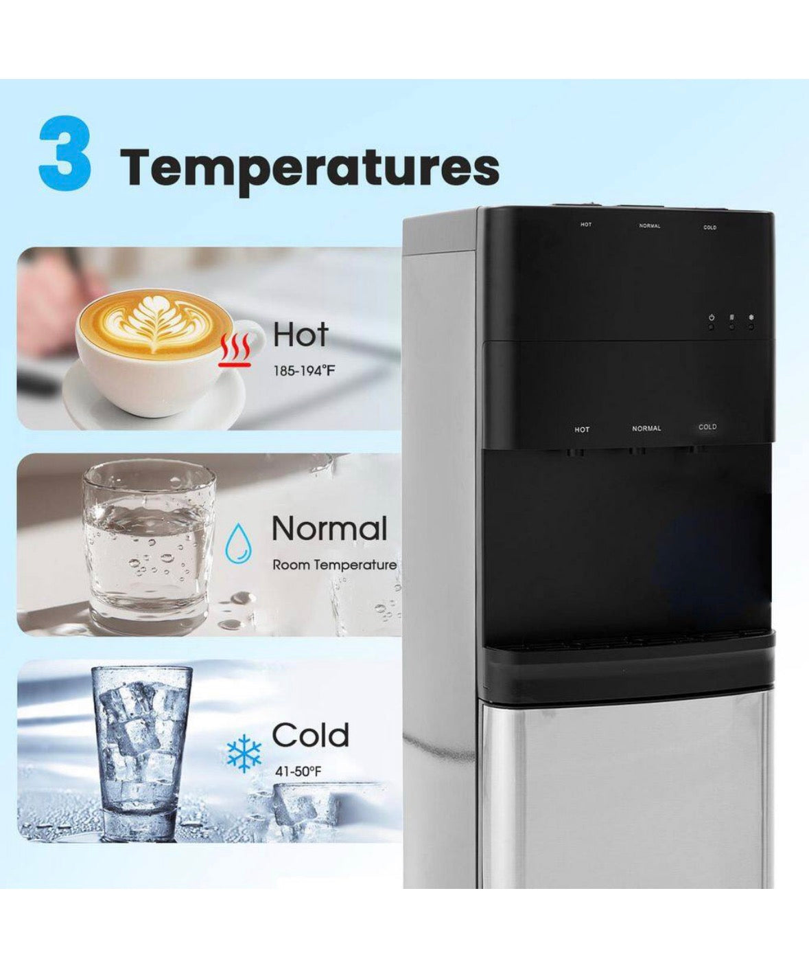 5 Gal. Stainless Steel Beverage Water Dispenser with Stand