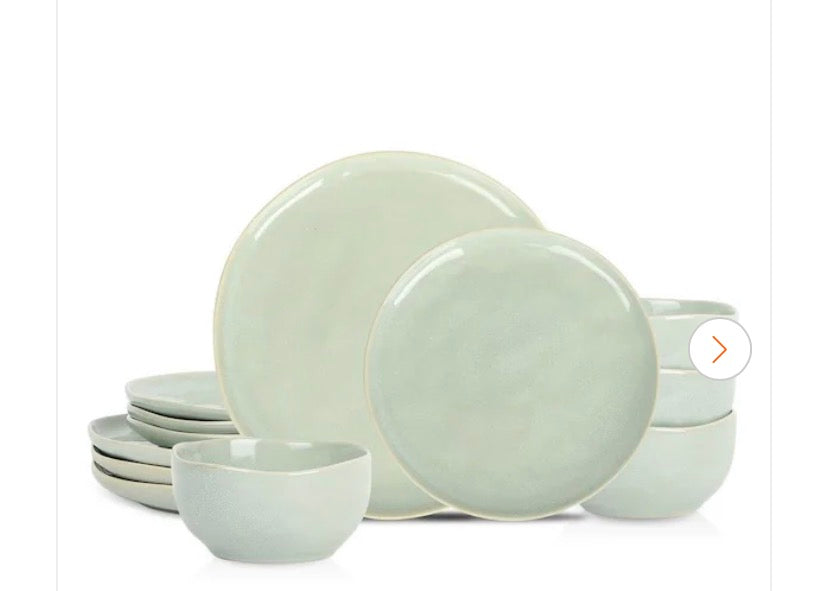 Mirella 12-Piece Light Green Stoneware Dinnerware Set (Service for 4)