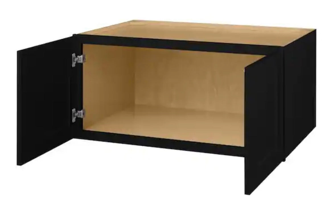 Avondale 36 in. W x 24 in. D x 18 in. H Ready to Assemble Plywood Shaker Wall Bridge Kitchen Cabinet in Raven Black