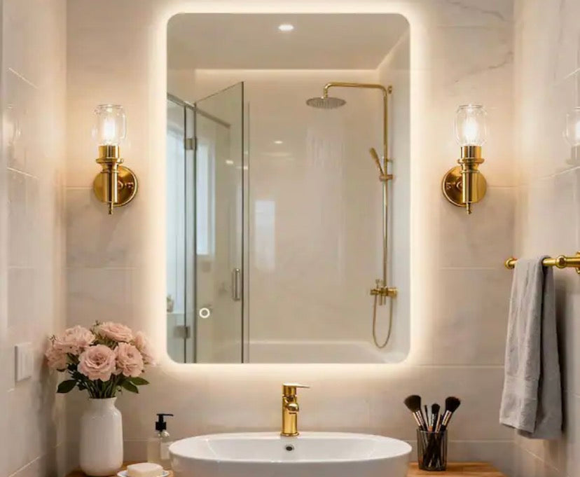 24 in. W x 36 in. H Rectangular Frameless LED Backlit Light with 3-Color Bathroom Vanity Wall Mirror