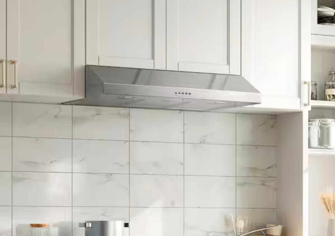 36 in. 600 CFM Ducted Under Cabinet Range Hood with Lights in Stainless Steel