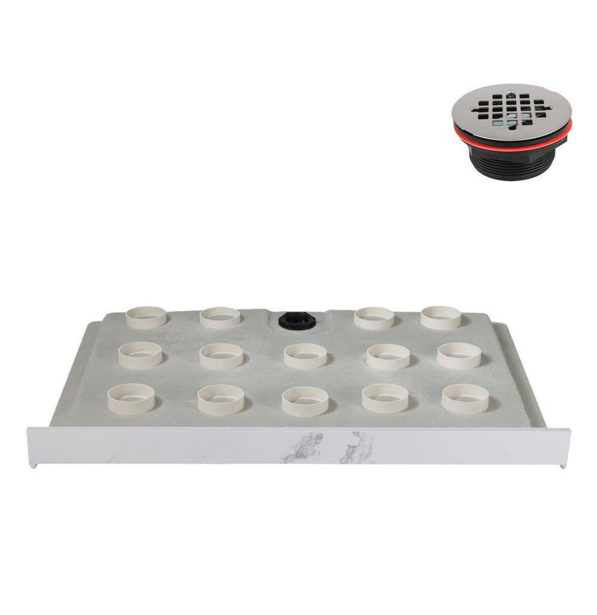 NTM-896-48MB-AL 48 in. x 36 in. Alcove Acrylic Shower Pan Base in Matte Marble with Center Drain, Drain Included