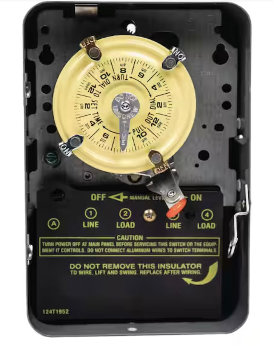 40 Amp 60-Minute Indoor Wall Mounted Mechanical Water Heater Timer, Steel, Gray
