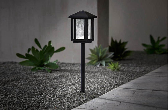 Cairo Low Voltage Square Transitional Black Integrated LED Outdoor Landscape Path Light With Bubble Glass (1-Pack)