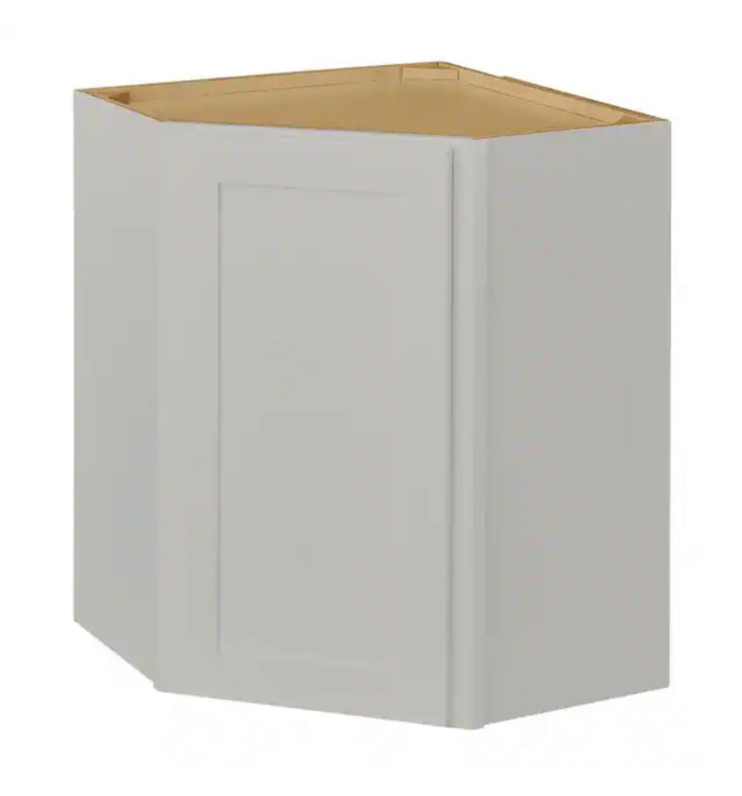 Avondale 24 in. W x 24 in. D x 30 in. H Ready to Assemble Plywood Shaker Diagonal Corner Kitchen Cabinet in Dove Grey
