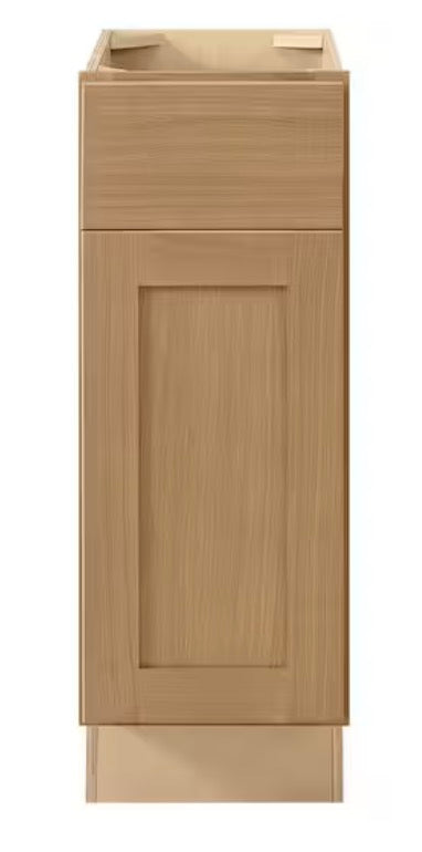 Avondale 12 in. W x 24 in. D x 34.5 in. H Ready to Assemble Plywood Shaker Base Kitchen Cabinet in White Oak