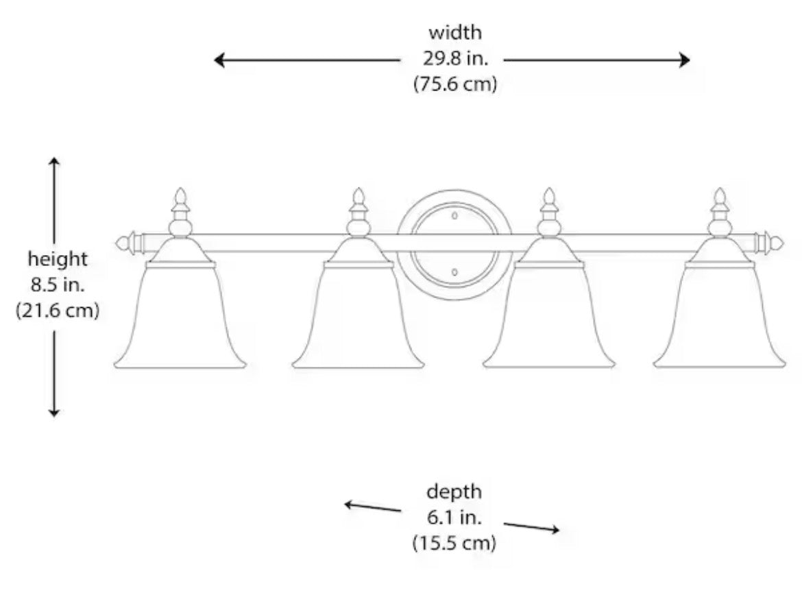Olgelthorpe 29.8 in. 4-Light Brushed Nickel Bathroom Vanity Light Fixture with Bell Shaped Frosted Glass Shades