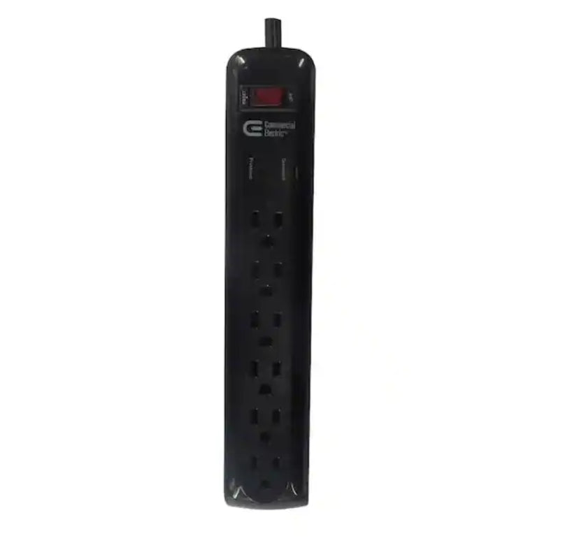 8 ft. 6-Outlet Surge Protector with 45 Degree Flat Angle Plug, Black