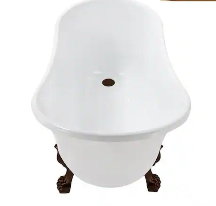51 in. Acrylic Clawfoot Non-Whirlpool Bathtub in Glossy White with Matte Oil Rubbed Bronze Drain and Clawfeet