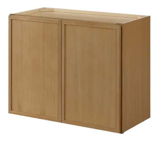 Leyton 30 in. W x 15 in. D x 24 in. H Ready to Assemble Plywood Slim Shaker Wall Bridge Kitchen Cabinet in White Oak