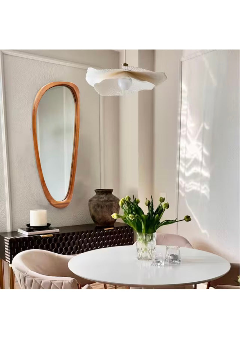 22 in. W x 48.1 in. H Irregular Brown Natural Solid Wood Frame Decorative Mirror