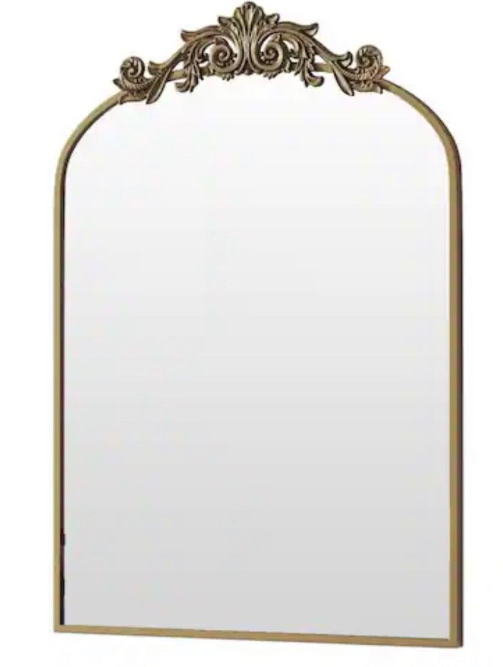 26 in. W x 41 in. H Arched Bronze Aluminum Alloy Framed Decorative Wall Mirror