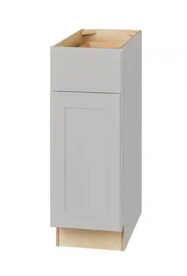 Avondale Shaker Dove Gray Quick Assemble Plywood 12 in Base Cabinet (12 in W x 24 in D x 34.5 in H)