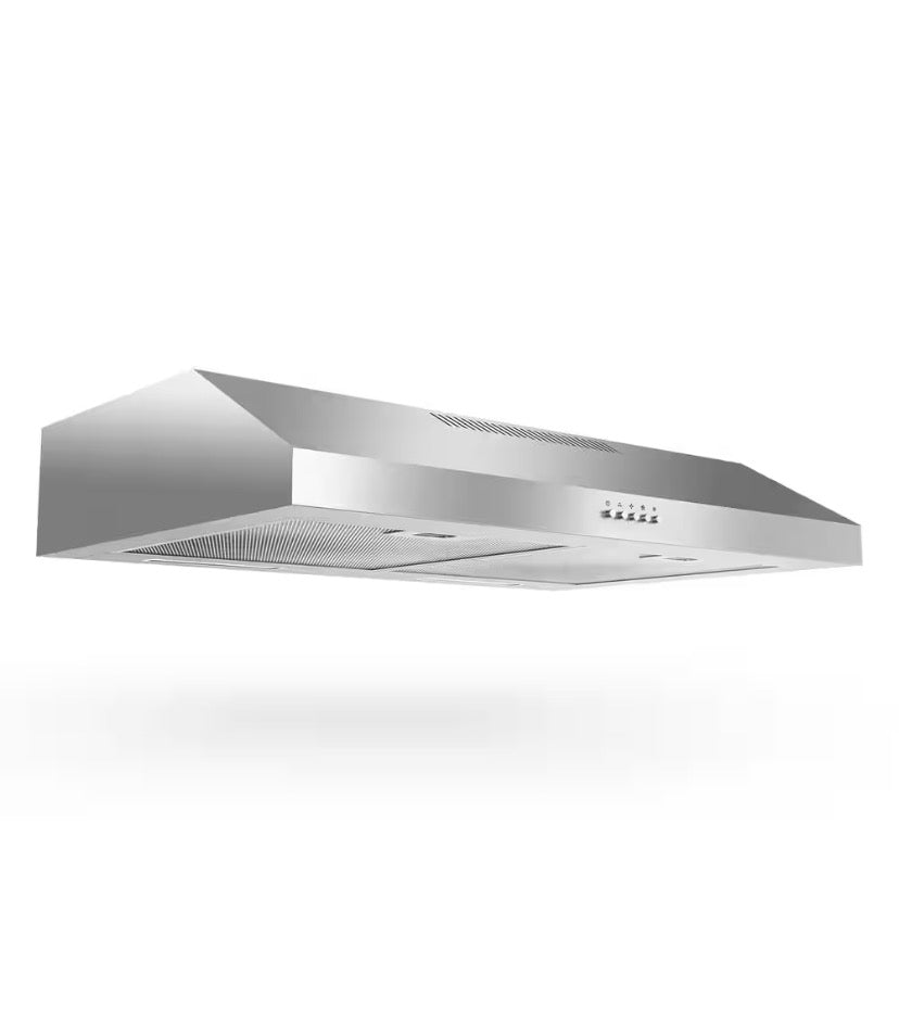 30 in. 600 CFM Convertible Ductless Under Cabinet Range Hood With 3 Speed Exhaust Fan and 2 LED Lights, Stainless Steel