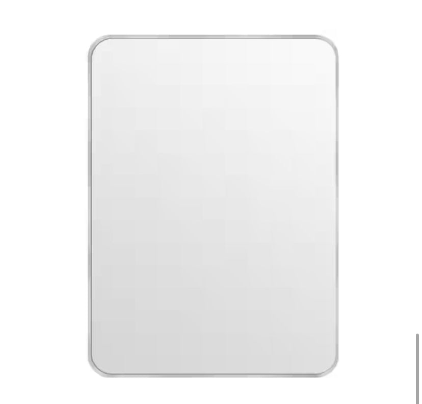 30 in. W x 40.2 in. H Rectangular Aluminum Frame Square Silver Wall Mirror