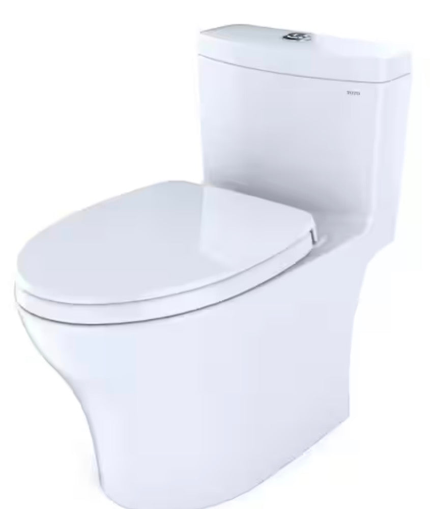 Aquia IV 12 in. Rough In One-Piece 0.8/1.28 GPF Dual Flush Elongated Toilet in Cotton White, SoftClose Seat Included