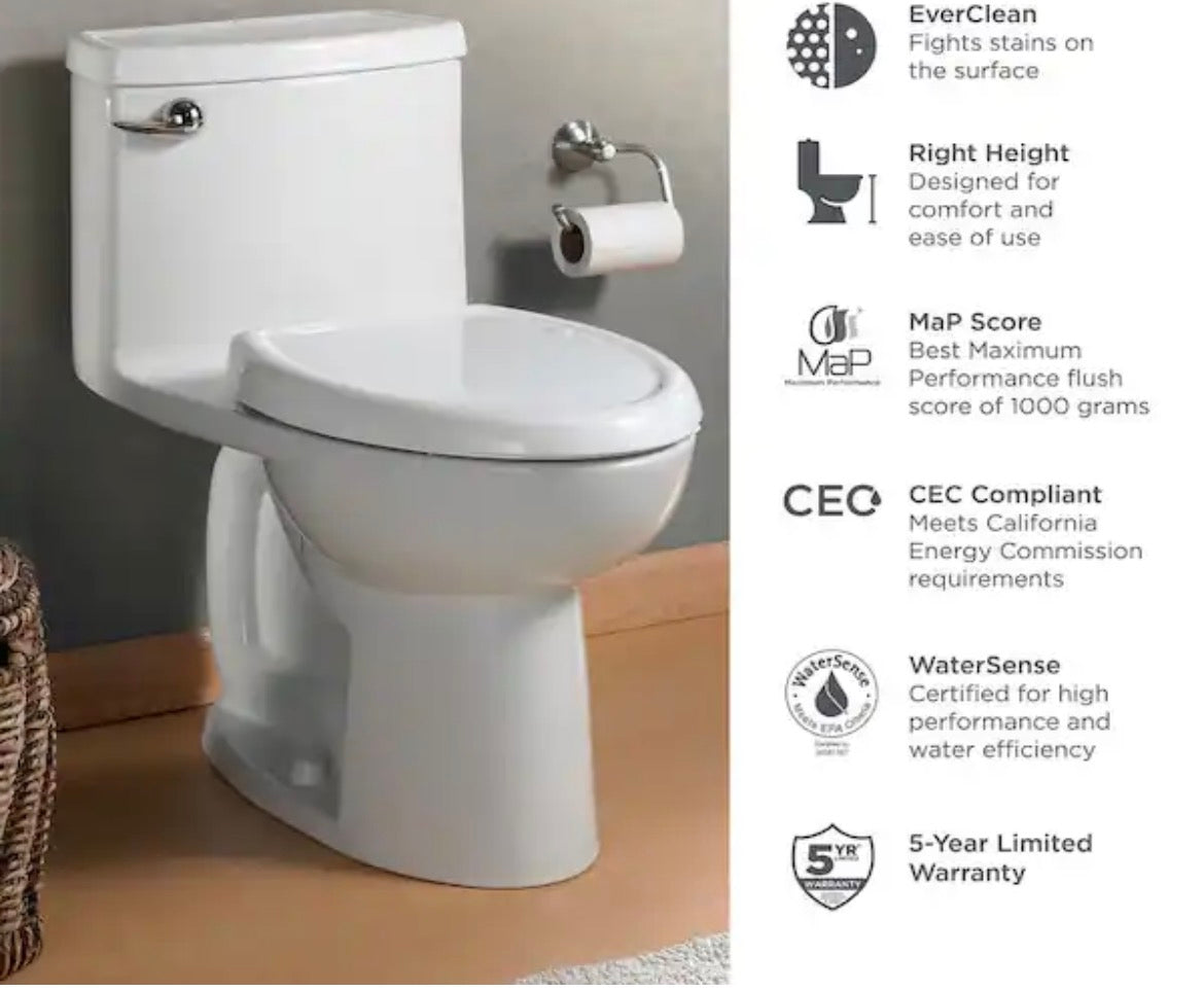 Compact Cadet 3 FloWise Tall Height 1-Piece 1.28 GPF Single Flush Elongated Toilet in Bone, Seat Included