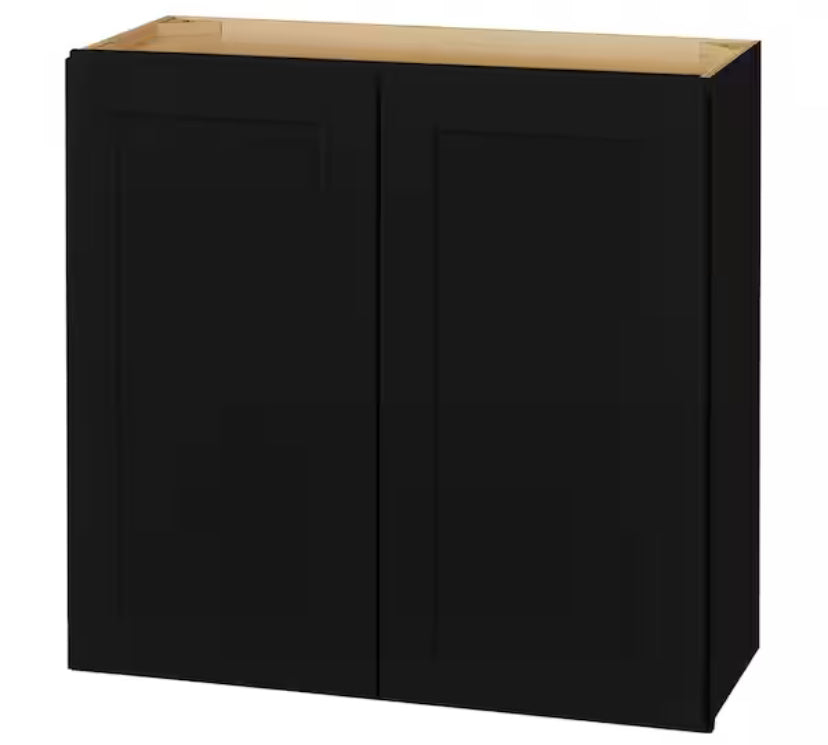 Avondale 36 in. W x 12 in. D x 30 in. H Ready to Assemble Plywood Shaker Wall Kitchen Cabinet in Raven Black