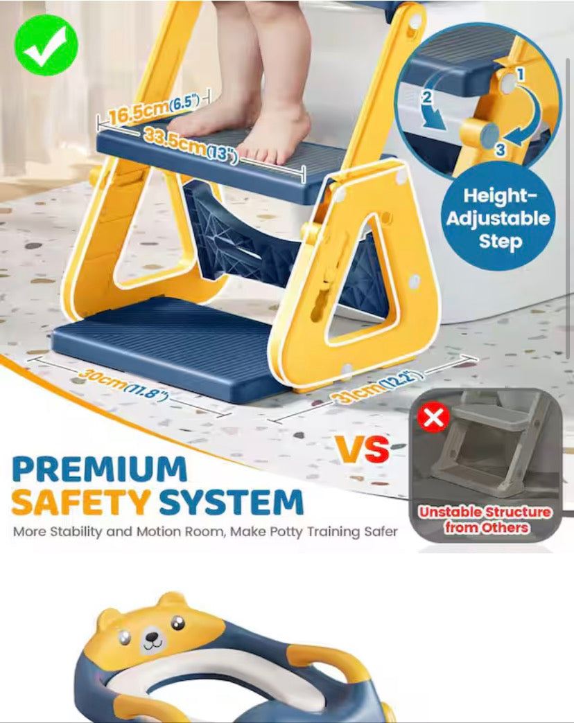 2-in-1 Toddler Potty Training Toilet Chair with Step Stool Ladder, Potty Training Seat for Kids, Boys, Girls, Blue