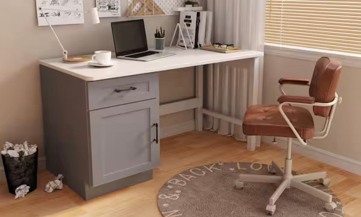 18 in. W x 21 in. D x 29.5 in. H in Shaker Grey Plywood Painted Ready to Assemble 2-Drawer File Base Cabinet