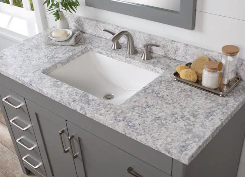 49 in. W x 22 in. D Cultured Marble White Rectangular Single Sink Vanity Top in Bianco Antico