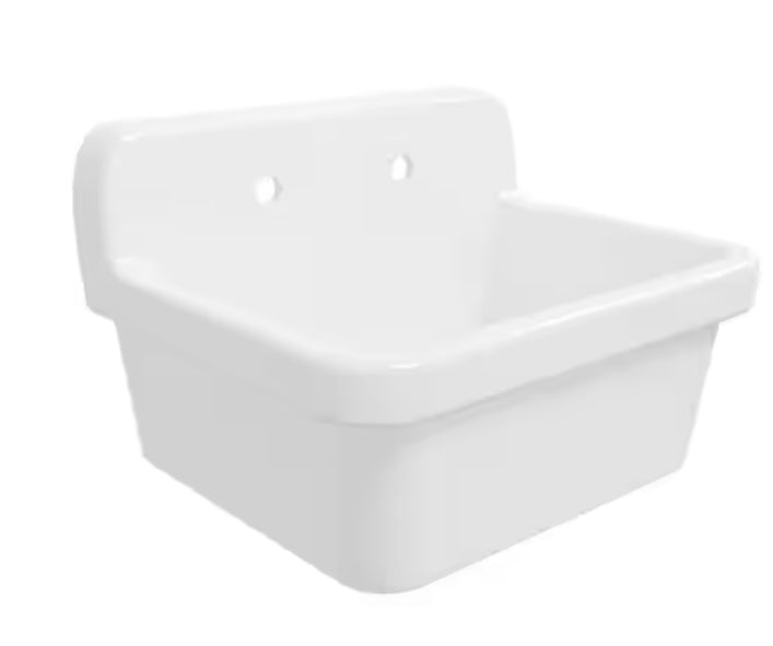 Mason 10 Gallon 20 in. D x 24 in. W Wall Mount Laundry/Utility Sink in Crisp White with Basket Strainer