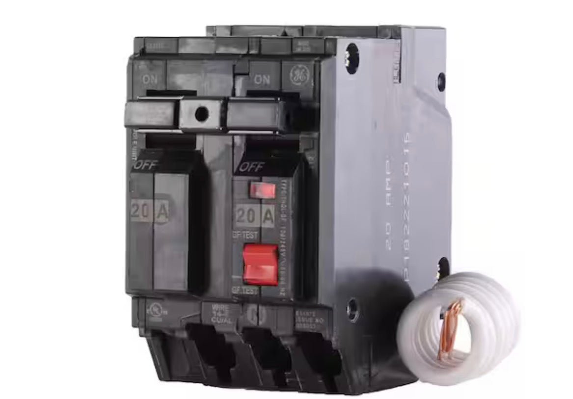 20 Amp Double Pole Ground Fault Breaker with Self-Test