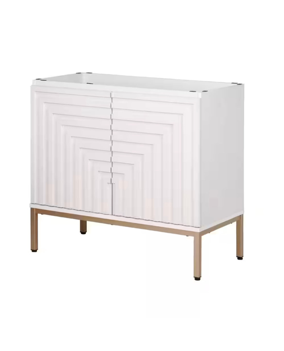 Rowan 36 in. W x 18 in. D x 33 in. H Geometric Modern Transitional 2-Shelf Bath Vanity Cabinet without Top in White/Gold