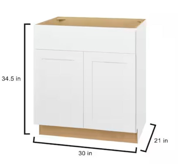 Avondale 30 in. W x 21 in. D x 34.5 in. H Ready to Assemble Plywood Shaker Sink Base Bath Cabinet in Alpine White