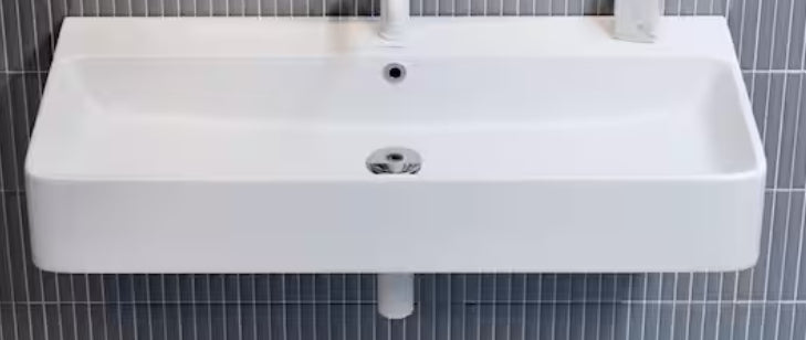 Carre 36 in. Rectangle Wall Mount Bathroom Sink in Glossy White