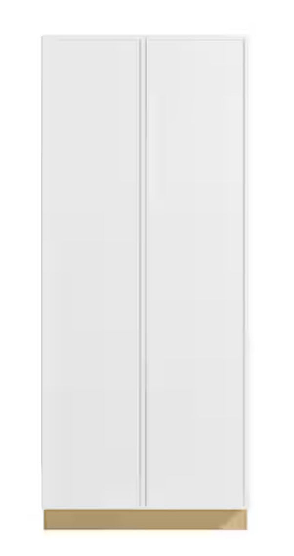 Leyton 36 in. W x 24 in. D x 90 in. H Ready To Assemble Plywood Slim Shaker Wide Pantry Kitchen Cabinet in Alpine White